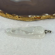 Type A Light Lavender Green Jadeite Shou Xing Gong Pendent With 18KGP Sliver Claps 24.08g 64.4 by 29.3 by 9.8mm - Huangs Jadeite and Jewelry Pte Ltd