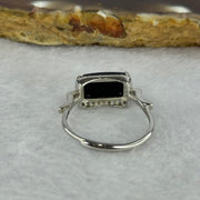 Type A Translucent Black Omphasite Jadeite with Crystals in S925 Sliver Ring (Adjustable Size) 2.00g 11.1 by 6.1 by 3.0mm - Huangs Jadeite and Jewelry Pte Ltd