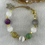 Natural Selenite with Yellow Green Grey Purple Fluorite Beads Bracelet 20.40g 11.0mm 8Beads 15cm - Huangs Jadeite and Jewelry Pte Ltd