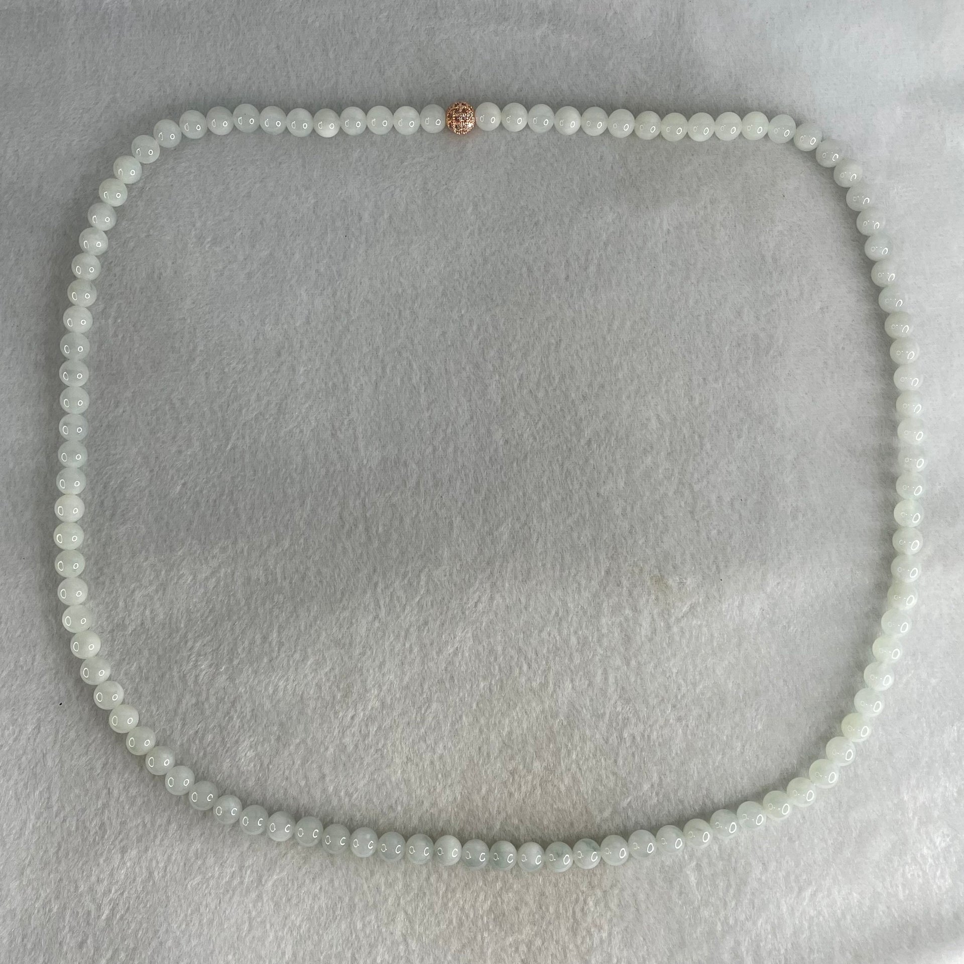 Type A White to Faint Blue Jadeite Beads Necklace 60.62g 66cm 7.0mm 98 Beads - Huangs Jadeite and Jewelry Pte Ltd