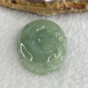 Natural Type A Semi Icy Green Jadeite Monkey on Ruyi Pendant 6.96g 37.6 by 25.5 by 4.4mm - Huangs Jadeite and Jewelry Pte Ltd