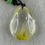 Natural Golden Rutilated Quartz Tear Drop Necklace 19.61g 32.5 by 24.7 by 11.8mm - Huangs Jadeite and Jewelry Pte Ltd