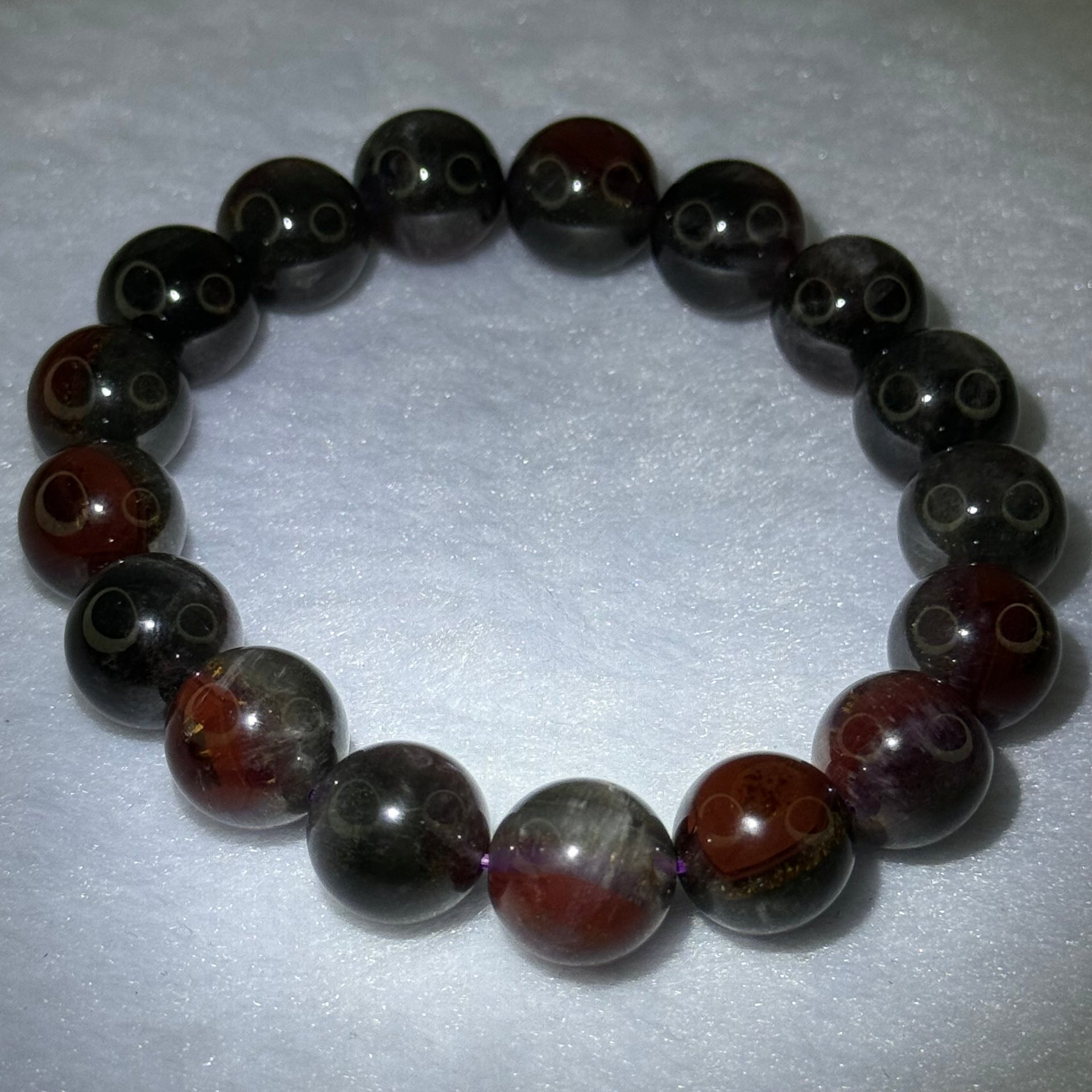 Natural Auralite 23 Bracelet 超值天然极光23手链 42.28g 18cm 12.4mm 17 Beads - Huangs Jadeite and Jewelry Pte Ltd
