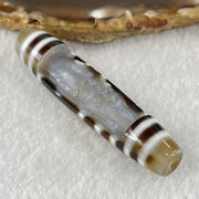 Natural Powerful Tibetan Old Oily Agate 2 Eye with Zha Ji La Mu Female Cai Shen Carvings Dzi Bead Heavenly Master (Tian Zhu) 两眼扎基拉姆女财神天诛 13.65g 57.7 by 13.5mm - Huangs Jadeite and Jewelry Pte Ltd