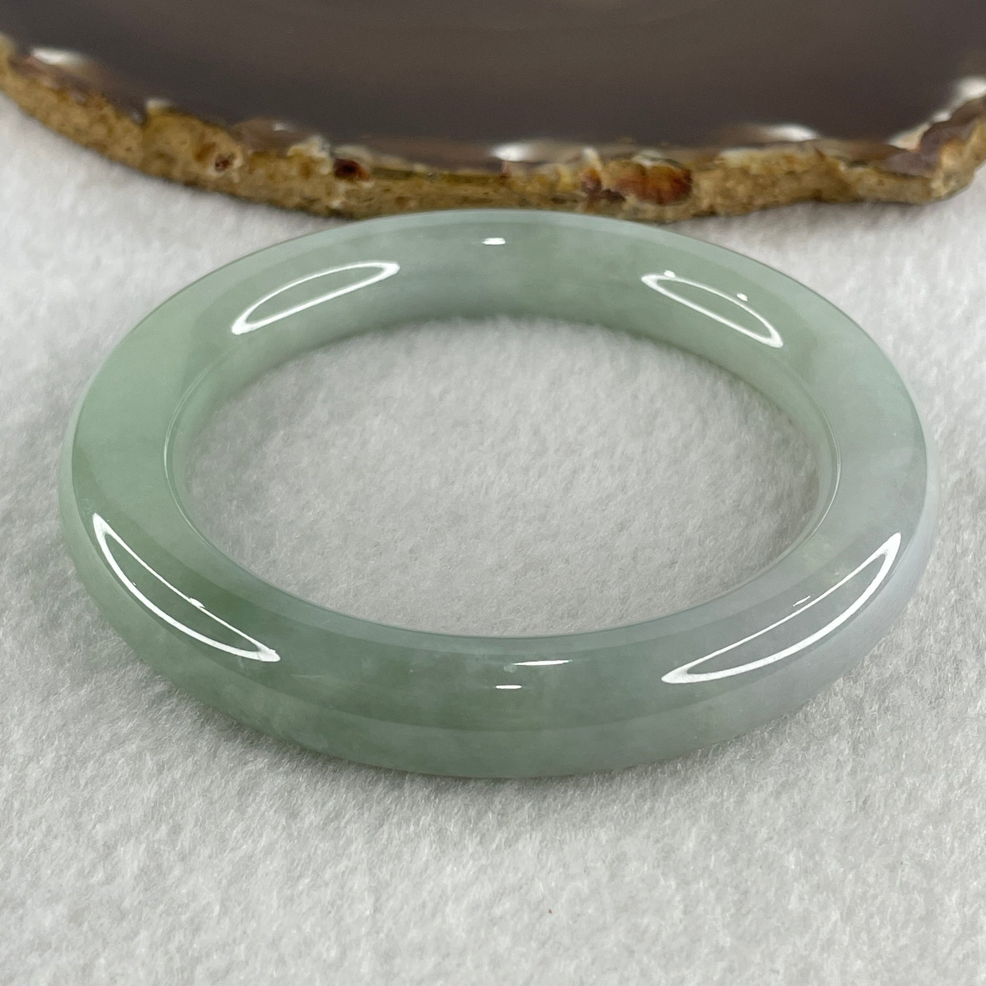 Type A Natural Jelly Light Green with Faint Lavender Jadeite Bangle 74.36g Inner Diameter 59.2mm 11.3 by 11.9mm (Close to Perfect) - Huangs Jadeite and Jewelry Pte Ltd