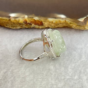 Type A Faint Lavender Green Jadeite Milo Buddha in S925 Ring (Adjustable Size) 5.80g 16.5 by 16.5 by 7.0mm - Huangs Jadeite and Jewelry Pte Ltd