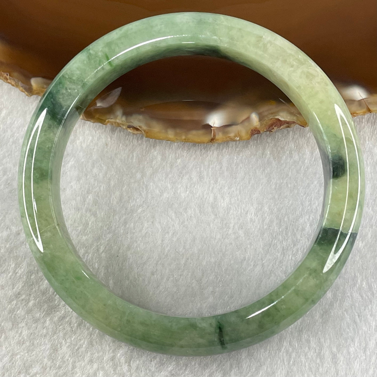 Type A Green with Dark Green Piao Hua Jadeite Bangle 52.75g Internal Diameter 58.0mm 11.1 by 9.3mm (External Lines and Internal Lines) - Huangs Jadeite and Jewelry Pte Ltd