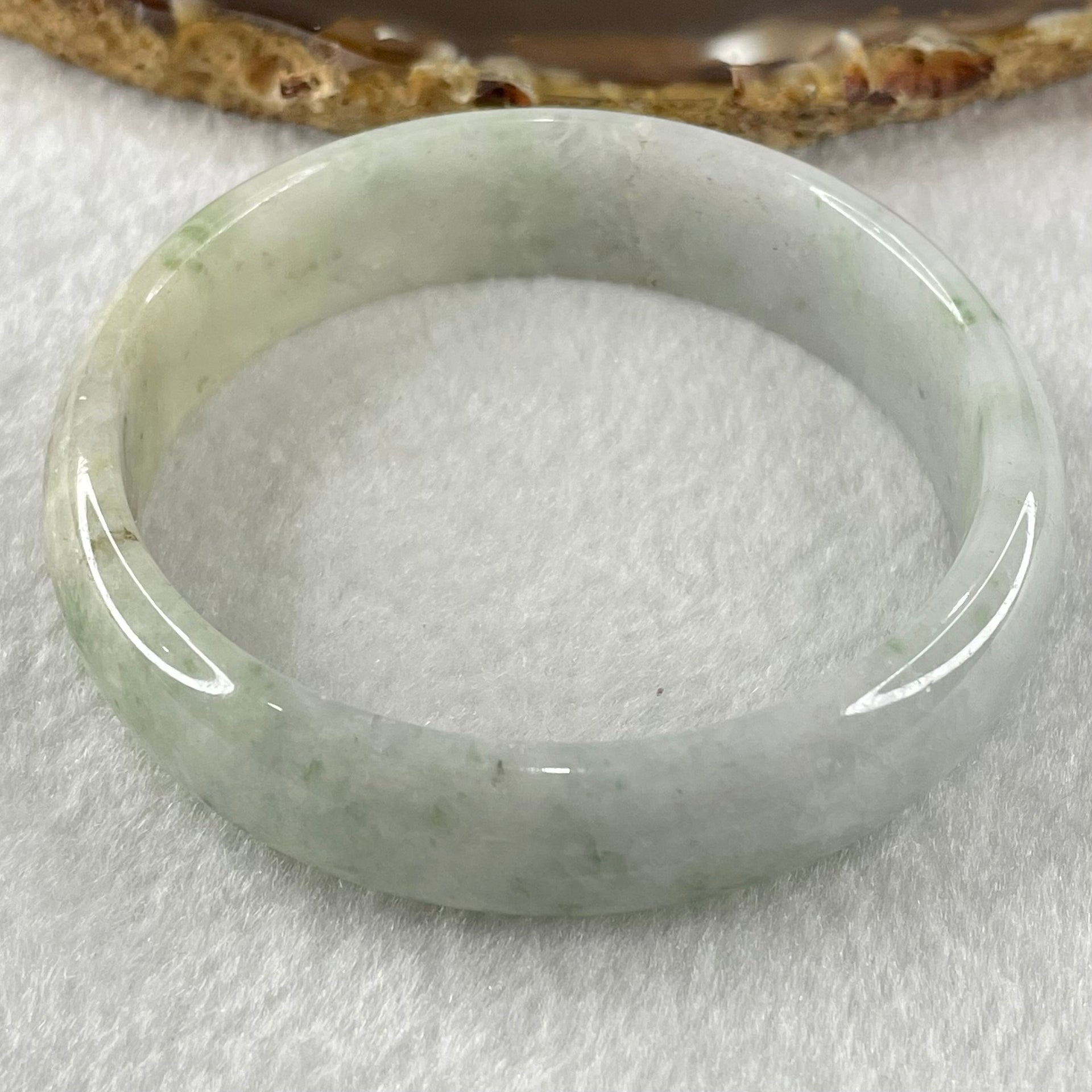 Type A Lavender Green with Green Piao Hua Jadeite Bangle 37.52g Internal Diameter 55.1mm 14.5 by 6.1mm (External Lines with Internal Lines) - Huangs Jadeite and Jewelry Pte Ltd