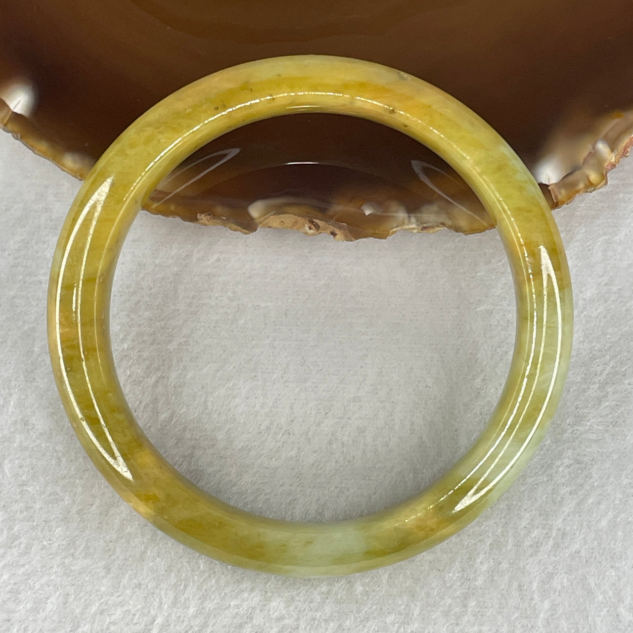 Certified Type A Jadeite Bangle 57.1mm - Brownish Yellow with Light Green Natural Jadeite Jewelry - 49.23g Genuine Jade Bracelet for Women 11.2x8.0mm Wide (Very Very Slight External Roughs)
