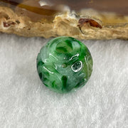 Natural Type A Lao Keng Old Mine Green with Light Green Jadeite Flora Carving Bead Charm 1.44g 11.4mm - Huangs Jadeite and Jewelry Pte Ltd