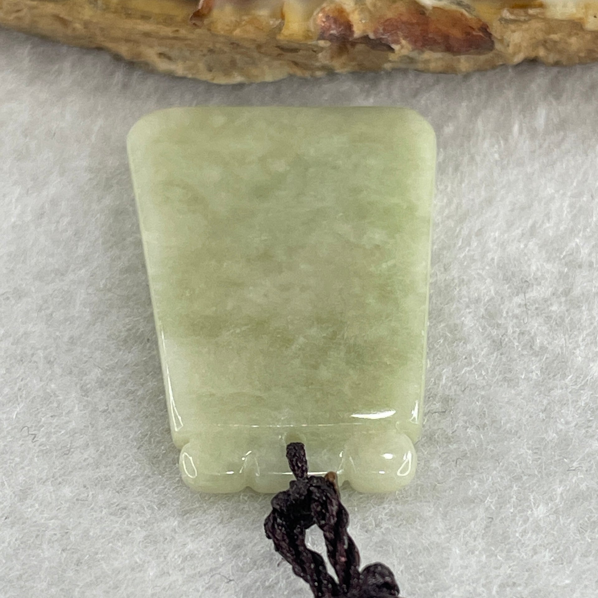 Natural Type A Green Jadeite Wu Shi Pai Pendant 7.58g 34.2 by 22.9 by 3.3mm - Huangs Jadeite and Jewelry Pte Ltd