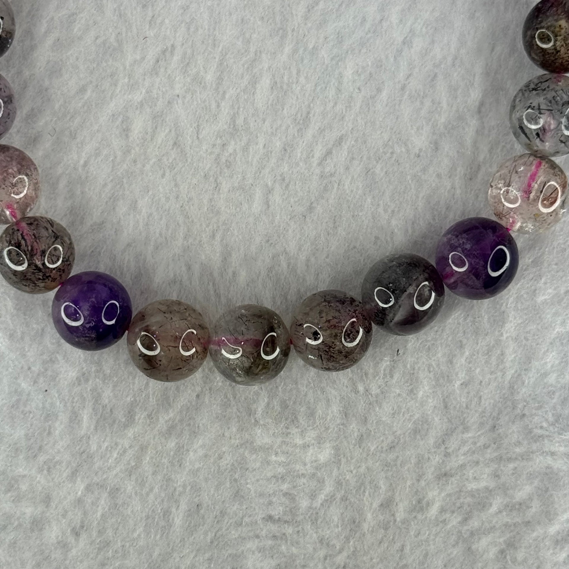 Natural Super 7 Beads Bracelet 23.17g 17cm 9.3mm 22 Beads - Huangs Jadeite and Jewelry Pte Ltd