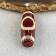 Natural Powerful Tibetan Old Oily Red White Agate One Eye Earth Element Dzi Bead Heavenly Master (Tian Zhu) 一眼土元素天珠 9.05g 36.4 by 12.8mm - Huangs Jadeite and Jewelry Pte Ltd