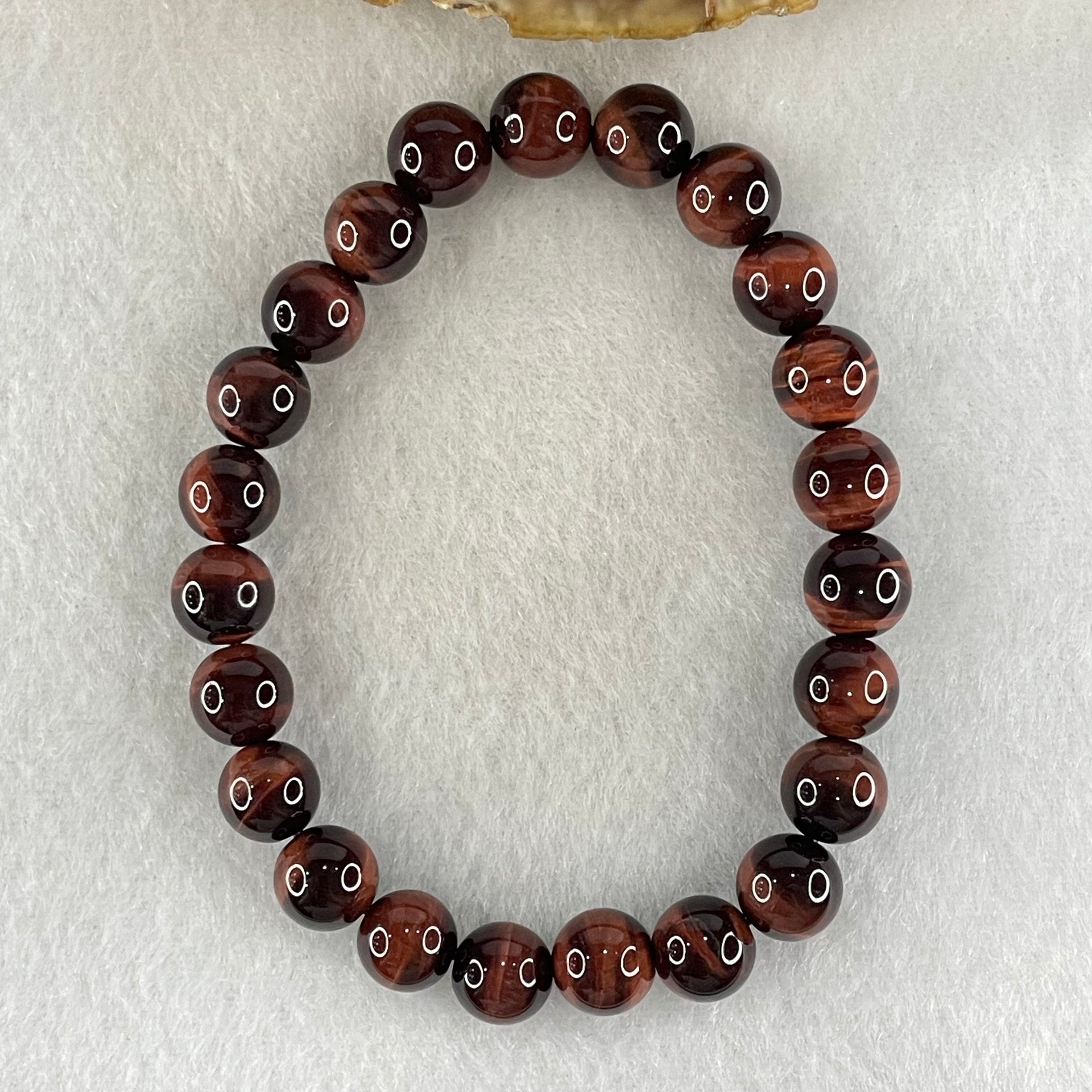 Natural Red Tiger's Eye Quartz Beads Bracelet 17.38g 15cm 8.3mm 23 Beads - Huangs Jadeite and Jewelry Pte Ltd