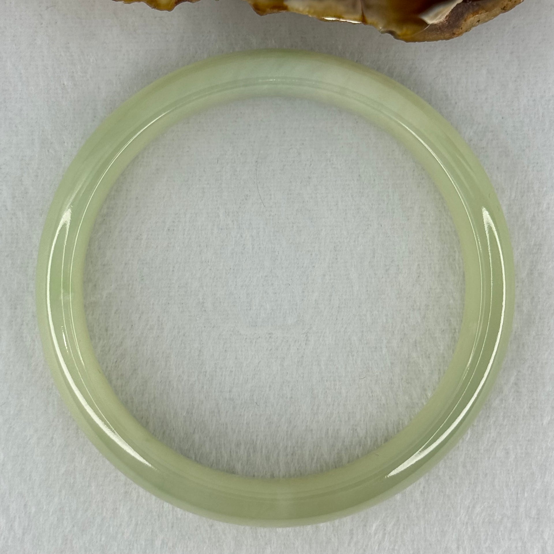 Type A Translucent Semi Icy Jelly Light Green Jadeite Bangle Internal Diameter 56.8mm 45.95g 12.6 by 7.0mm (Very Slight External Rough) - Huangs Jadeite and Jewelry Pte Ltd