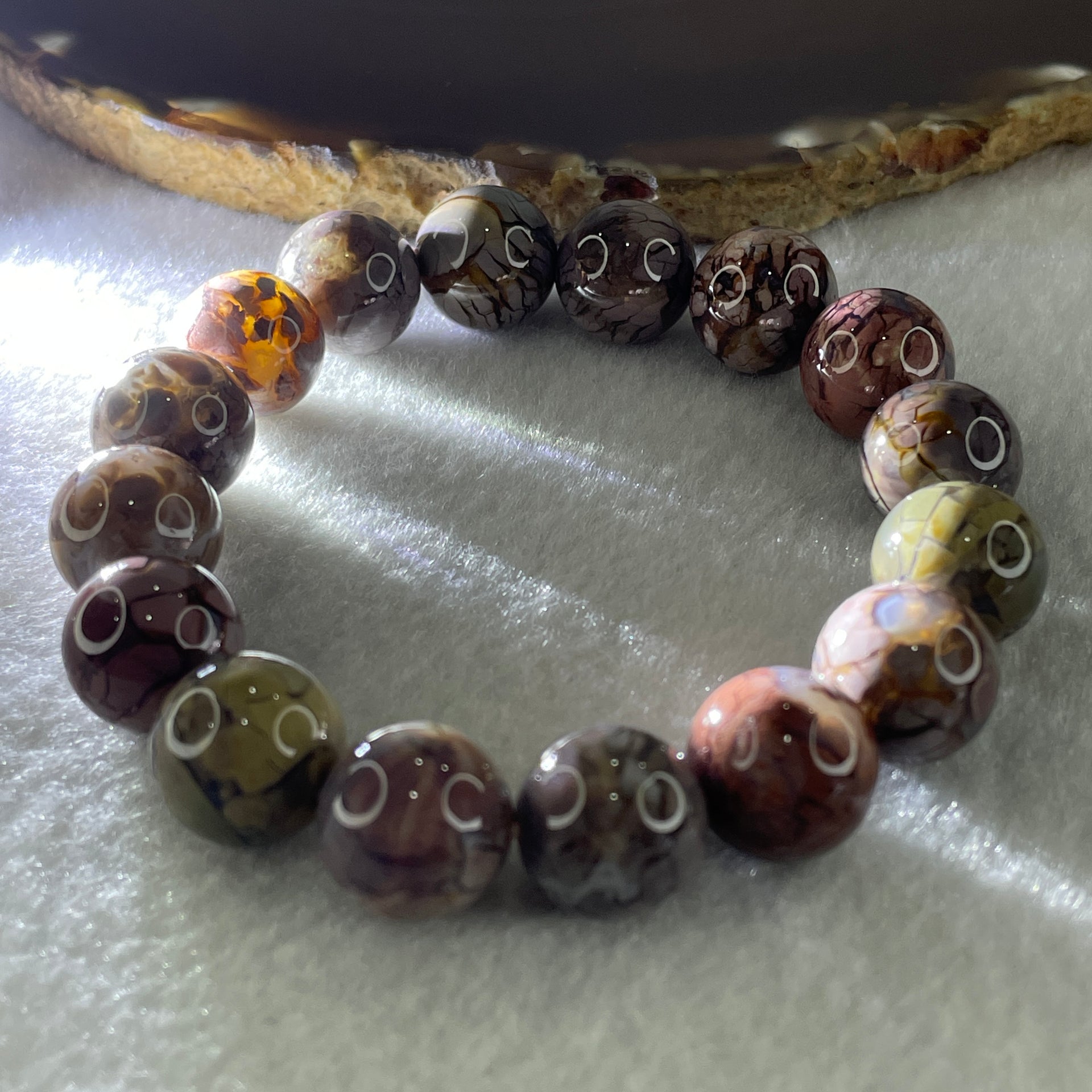 Certified Natural Alashan Agate Greyish Beads Bracelet 49.866g 17cm 13.4mm 16Beads - Huangs Jadeite and Jewelry Pte Ltd