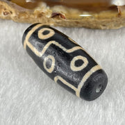 Natural Powerful Tibetan Old Oily Dark Brown with Yellowish White Agate 9 Eyes Dzi Bead Heavenly Master (Tian Zhu) 九眼天诛 6.62g 28.0 by 12.4mm - Huangs Jadeite and Jewelry Pte Ltd