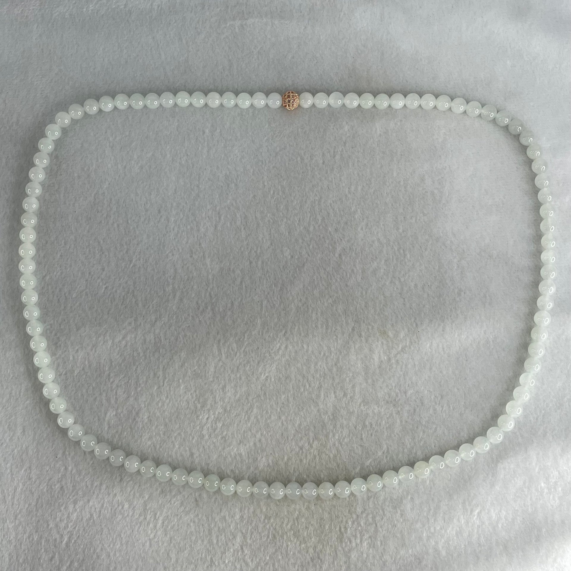Type A White to Faint Blue Jadeite Beads Necklace 60.70g 66cm 7.1mm 98 Beads - Huangs Jadeite and Jewelry Pte Ltd