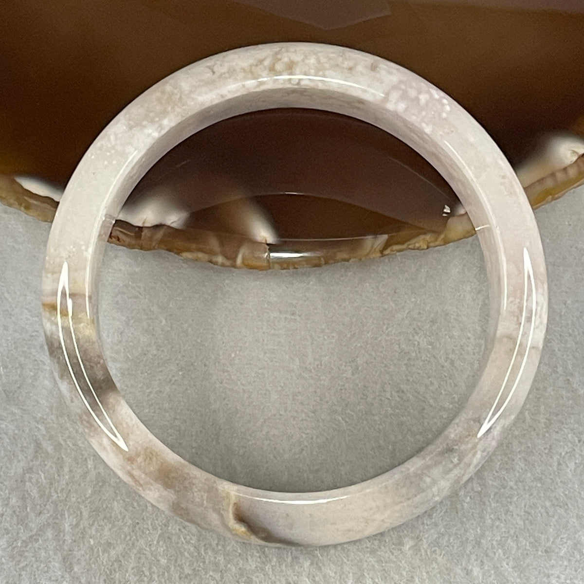 Natural Pink with Purple Flower Agate Bangle 46.56g Inner Diameter 55.2mm 15.5 by 7.9mm (Perfect) - Huangs Jadeite and Jewelry Pte Ltd