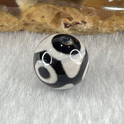 Natural Powerful Tibetan Old Oily Agate 3 Eyes Dzi Bead Heavenly Master (Tian Zhu) 三眼天诛 1.38g 9.9 by 10.1mm - Huangs Jadeite and Jewelry Pte Ltd