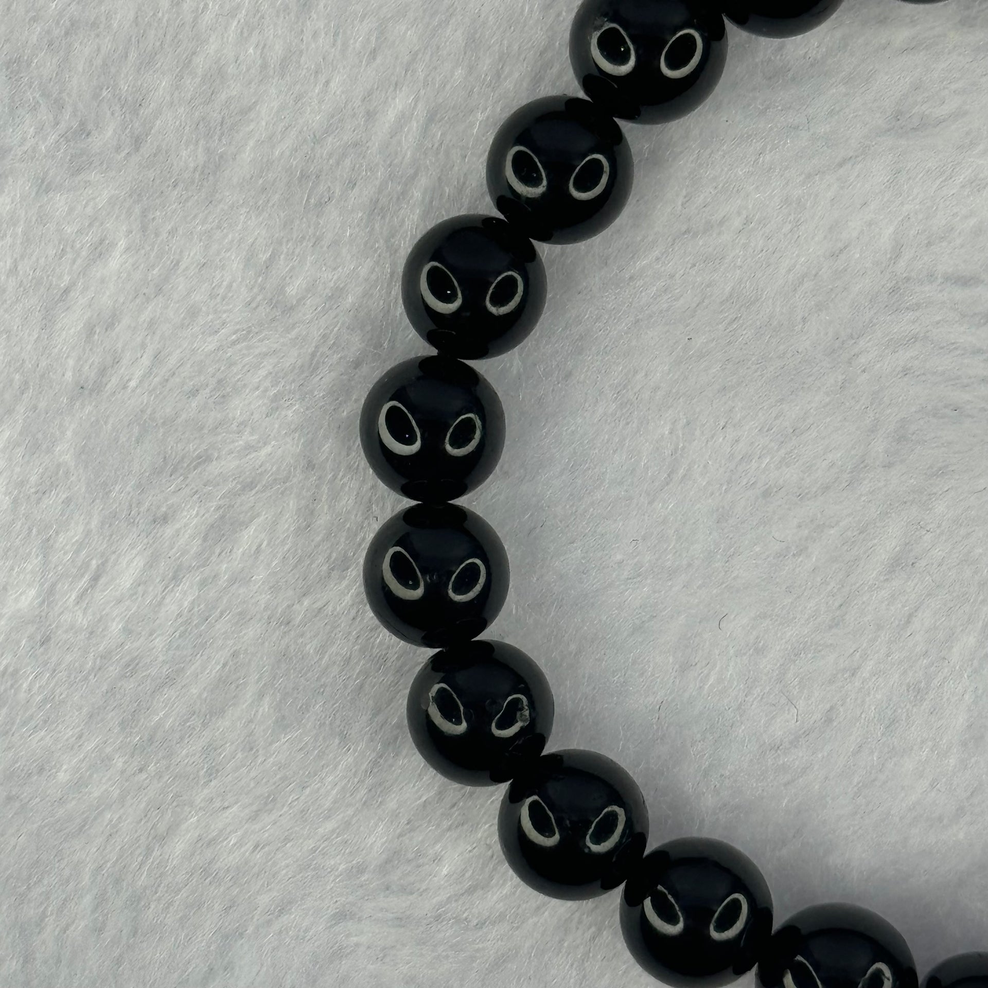 Natural Black Amber Beads Bracelet 6.94g 15cm 8.8mm 23 Beads - Huangs Jadeite and Jewelry Pte Ltd