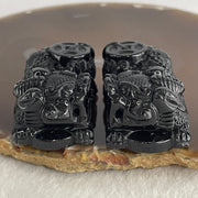 Certified Natural Type A Black Omphacite Jadeite Pixiu pair Pendant Each About 60.23g 49.5 by 27.7 by 20.8mm And 62.48g 50.3 by 28.7 by 21.0mm - Huangs Jadeite and Jewelry Pte Ltd