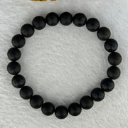Natural Dark Matt Black Amber Beads Bracelet 天然大黑天翁琥珀手链 6.37g 14cm 8.1mm 22 Beads - Huangs Jadeite and Jewelry Pte Ltd
