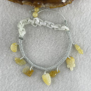 Natural Type A Yellowish Jadeite Money Bag Hulu Fu Butterfly in String Bracelet 8.79g 16-20cm 12.7 by 8.8 by 6.9mm - Huangs Jadeite and Jewelry Pte Ltd