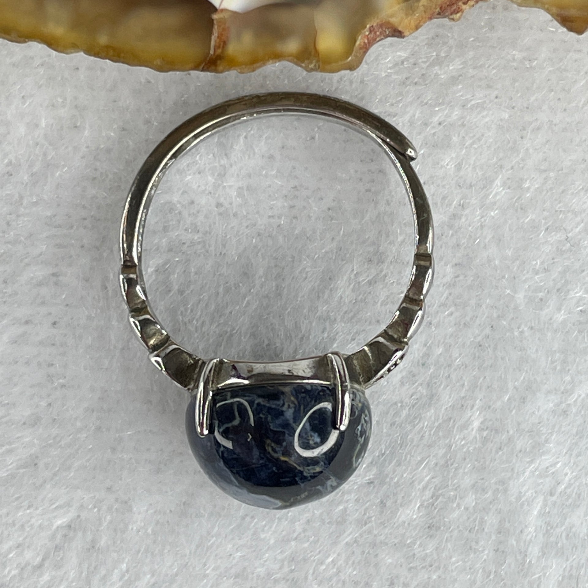 Good Grade Natural Blue Pietersite in S925 Sliver 2.84g 11.2 by 6.5mm (Adjustable Size) - Huangs Jadeite and Jewelry Pte Ltd