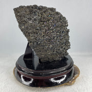 Natural Black Moissanite Rough Display with Wooden Stand 1,419.6g by 145.0 by 140.0 by 135.0mm - Huangs Jadeite and Jewelry Pte Ltd