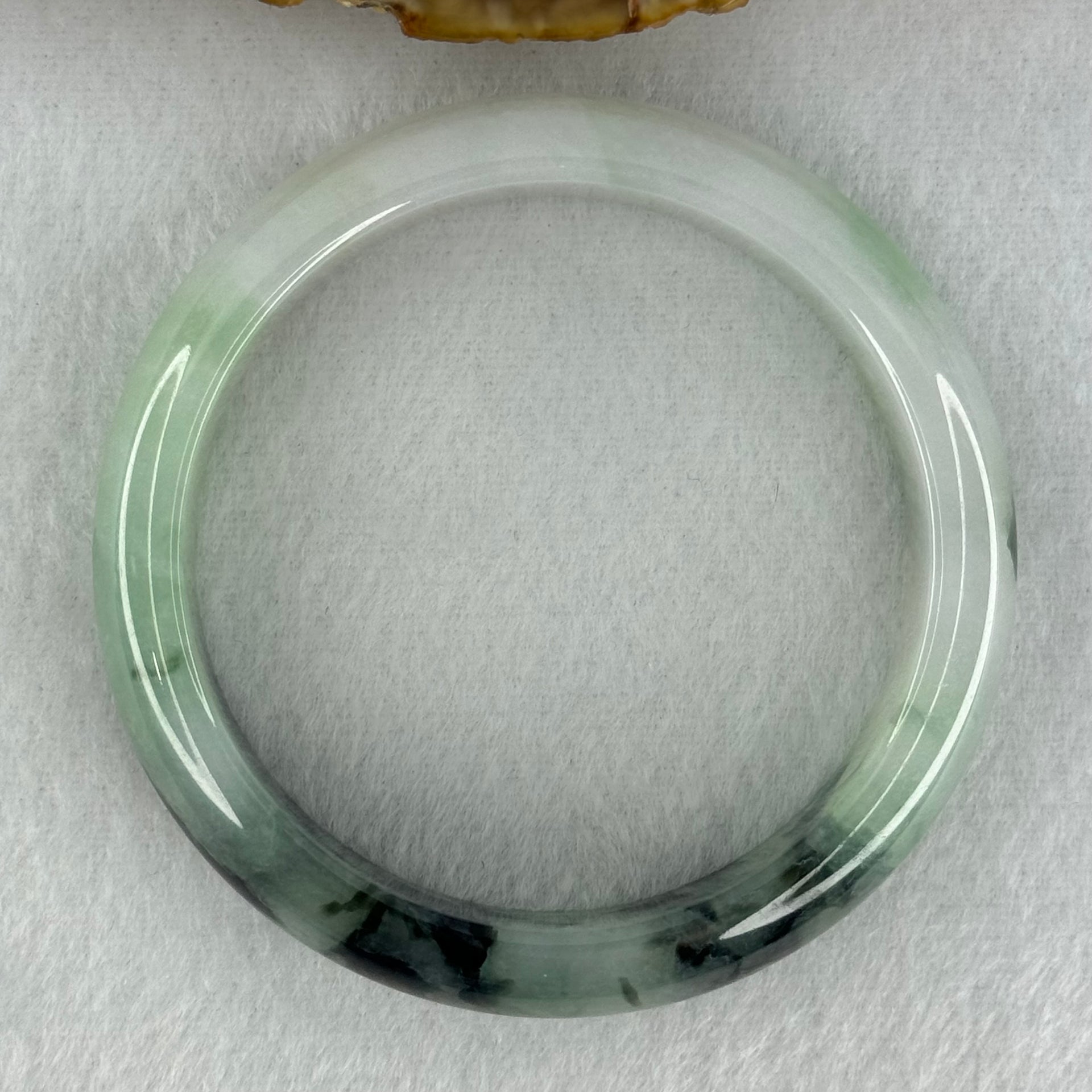 Type A Semi Icy Light Green Lavender with Moss Green Piao Hua Jadeite Bangle Internal Diameter 52.5mm 49.42g 14.0 by 7.2mm (Very Slight Internal Lines) - Huangs Jadeite and Jewelry Pte Ltd