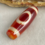Natural Powerful Tibetan Old Oily Red White Agate One Eye Wood Element Dzi Bead Heavenly Master (Tian Zhu) 一眼木元素天珠 10.00g 38.3 by 12.7mm - Huangs Jadeite and Jewelry Pte Ltd