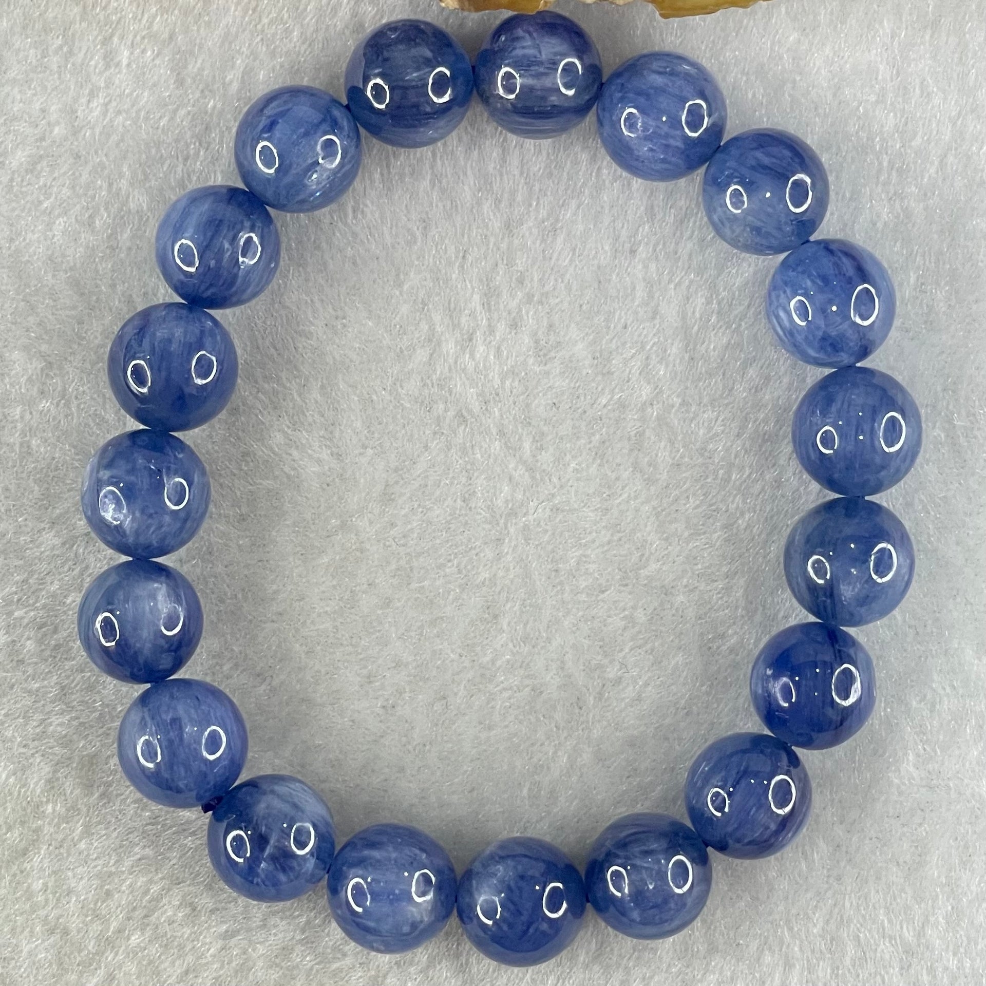 Natural Blue Kyanite Beads Bracelet 35.90g 15.5cm 10.3mm 19 Beads - Huangs Jadeite and Jewelry Pte Ltd