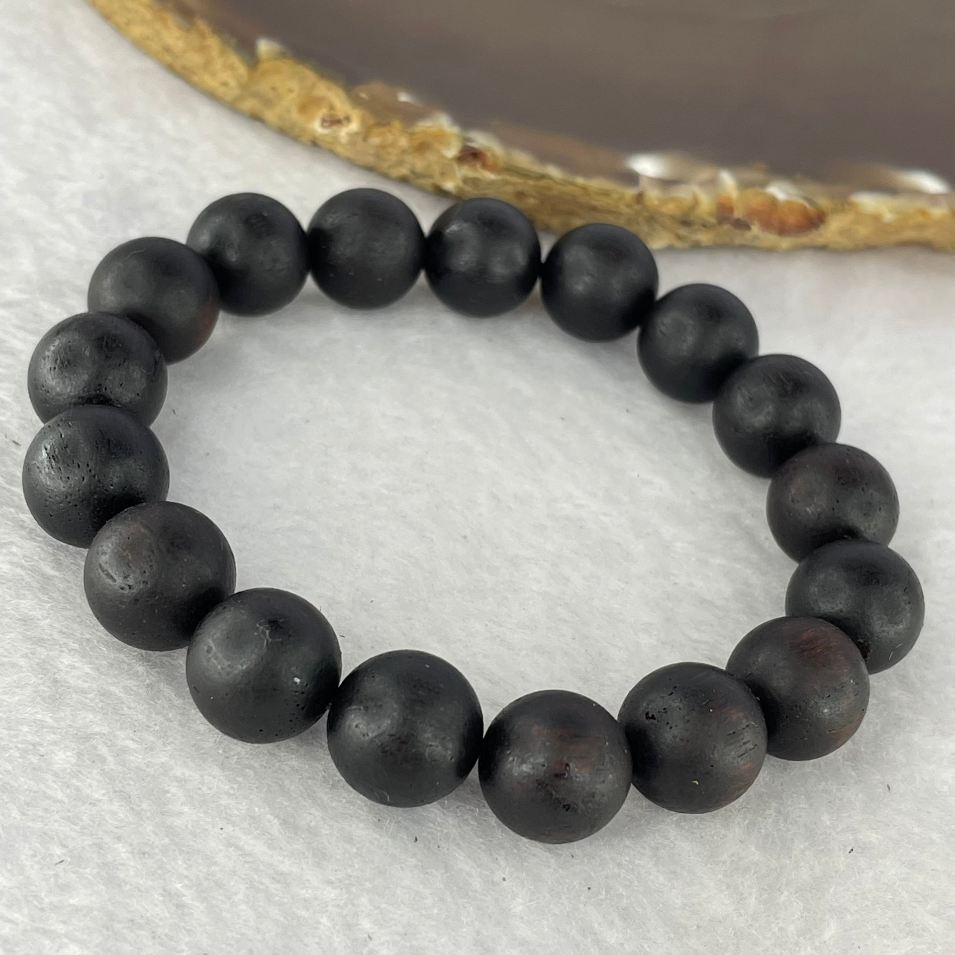 Natural Wild Hainan Jiang Zhen Xiang ( Acronychia Pedunculata) Beads Bracelet (Sinking Type) 天然野生海南降真香珠手链  14.43g 18cm /12.1mm 17 Beads - Huangs Jadeite and Jewelry Pte Ltd
