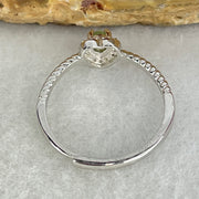 Type A Icy Green Cabochon Jadeite in S925 Sliver Heart Ring (Adjustable Size) 1.18g 3.5 by 2.5mm - Huangs Jadeite and Jewelry Pte Ltd