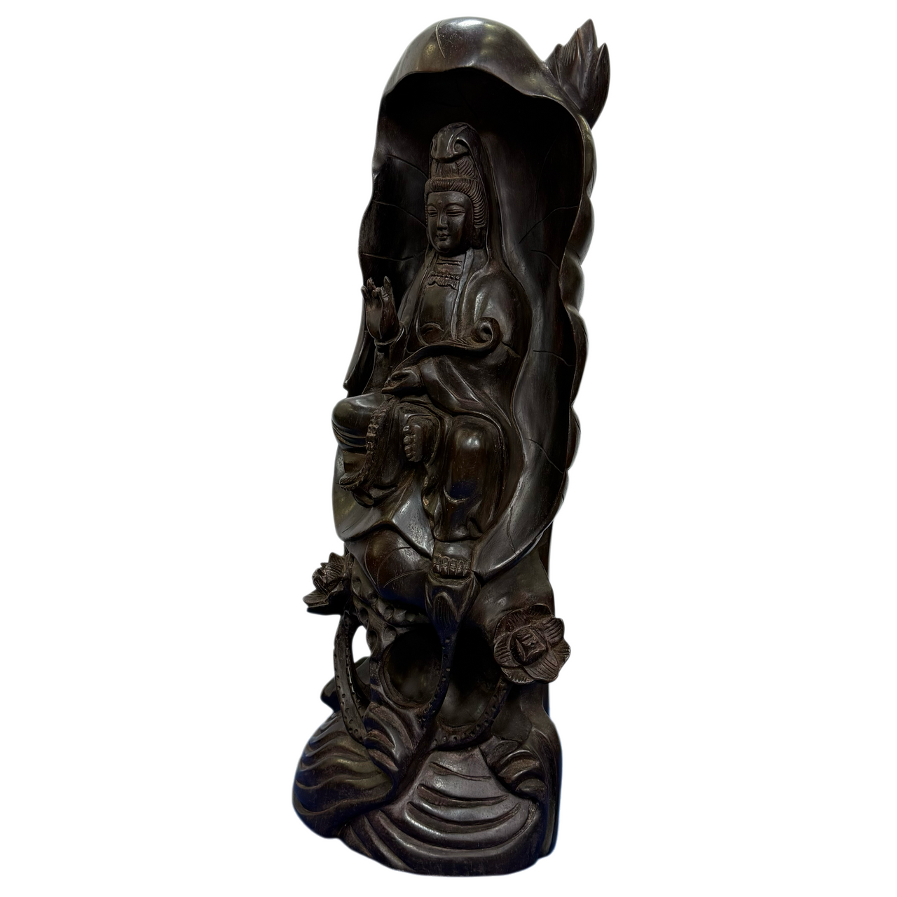 Natural Zitan Wood Guan Yin Display 5,331.6g 183.0 by 120.0 by 488.0mm - Huangs Jadeite and Jewelry Pte Ltd