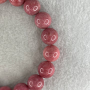 Natural Dark Pink Rhodonite Beads Bracelet 52.79g 18cm 12.0mm 18Beads - Huangs Jadeite and Jewelry Pte Ltd
