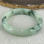 Type A Light Green with Dark Blueish Green Piao Hua Jadeite Bangle 45.99g Internal Diameter 53.1mm 11.7 by 7.8mm (Internal Line) - Huangs Jadeite and Jewelry Pte Ltd