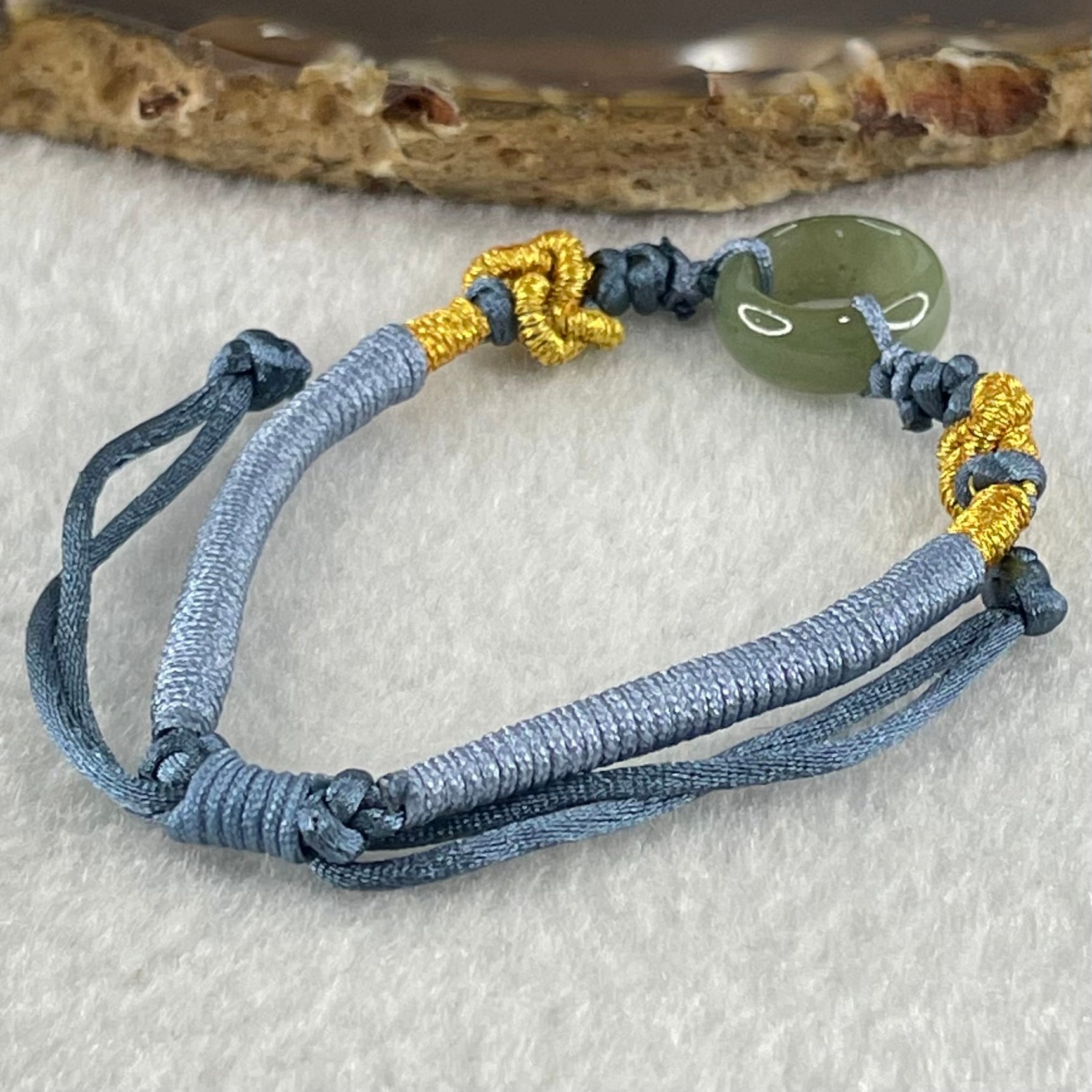 Type A Blueish Green Jadeite Ping An Kou String Bracelet 2.36g 13.8 by 5.8mm - Huangs Jadeite and Jewelry Pte Ltd