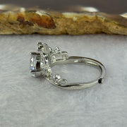 Cubic Zirconia in PT950 Plated S925 Sliver Ring (Adjustable Size) 3.21g 7.4 by 5.3mm - Huangs Jadeite and Jewelry Pte Ltd