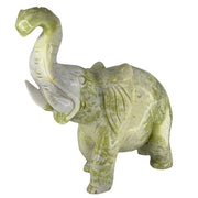 Natural Serpentine White and Green Patches Elephant Display 6,599.3g 280.0 by 96.0 by 275.0mm - Huangs Jadeite and Jewelry Pte Ltd