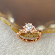 Colourless Cubic Zirconia with Crystals In PT950 Plated Sliver Rose Gold Color Ring (Adjustable Size) 2.44g 6.2 by 4.2mm - Huangs Jadeite and Jewelry Pte Ltd