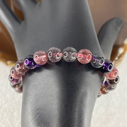 Very Very Good Grade Certified Natural Blackcurrant Super 7 Beads Bracelet | (17.56g | 16cm | 8.2mm x 24 Beads | "Seven Sacred Minerals" Intuition & Abundance Anchor, Feng Shui High-Vibration Power Bracelet) - Huangs Jadeite and Jewelry Pte Ltd