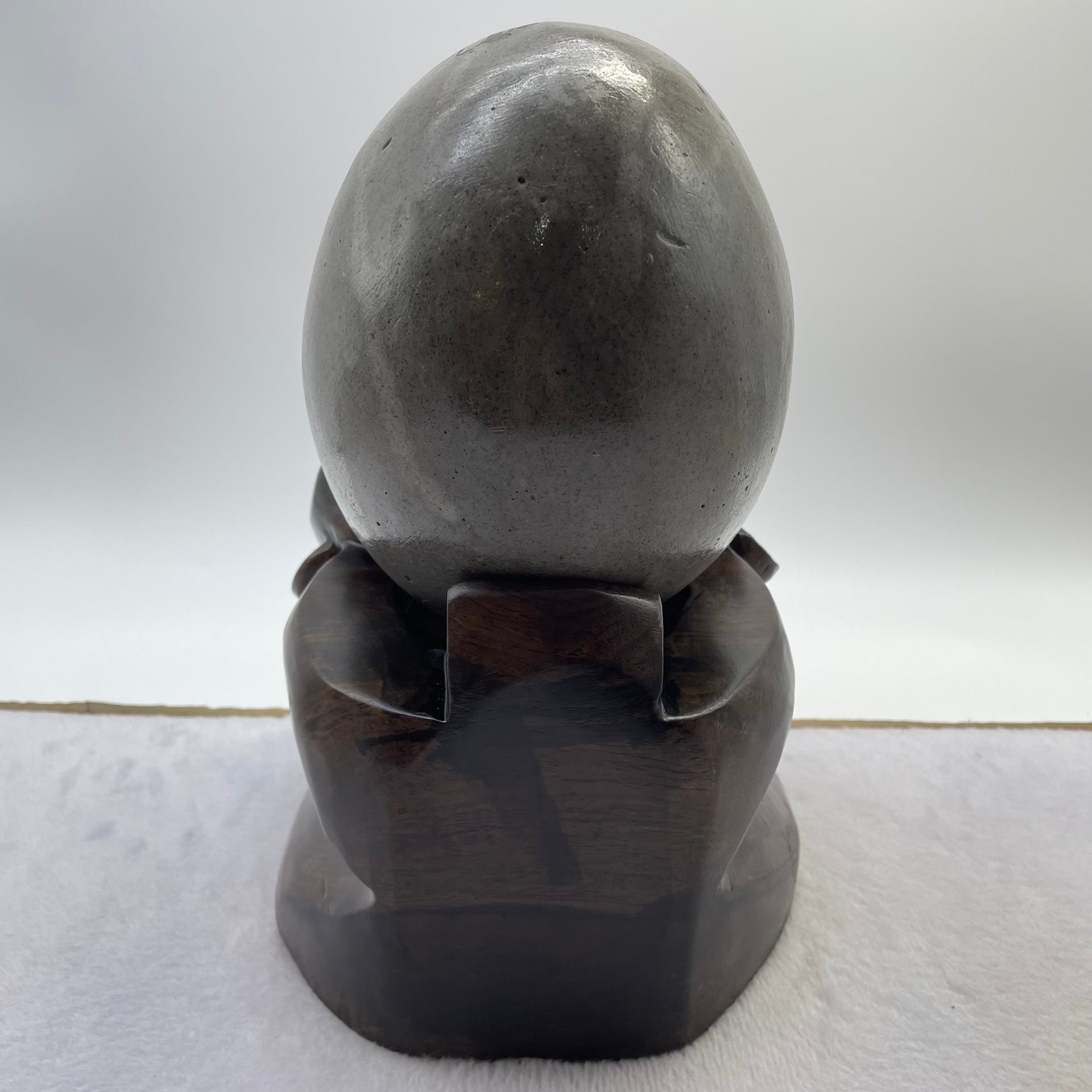 Natural Deep Purple Amethyst Egg with Wooden Stand Display Total 5,496.0g 170.0 by 165.0 by 275.0mm - Huangs Jadeite and Jewelry Pte Ltd