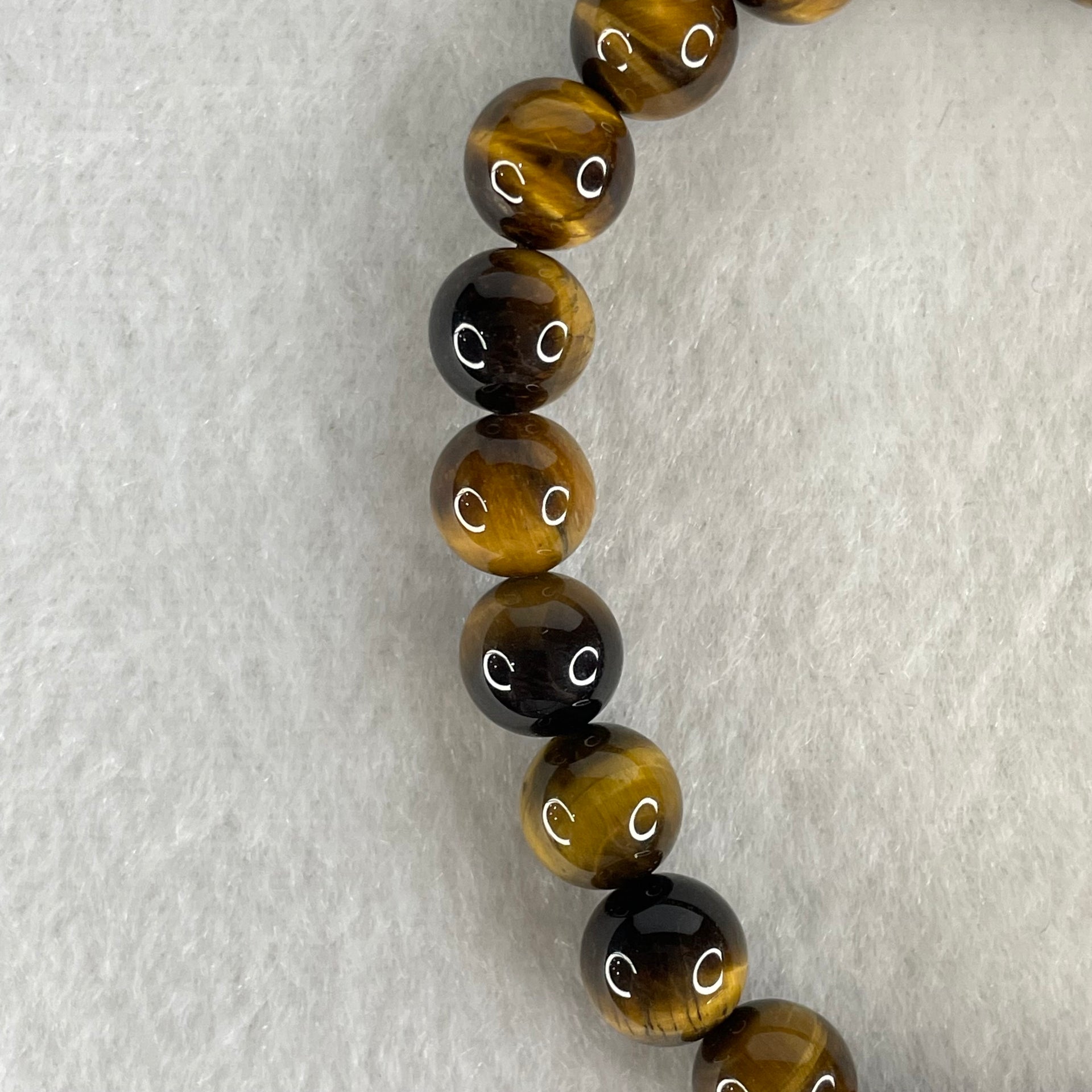 Natural Yellow Tiger's Eye Quartz Beads Bracelet 18.22g 16cm 8.5mm 23 Beads - Huangs Jadeite and Jewelry Pte Ltd