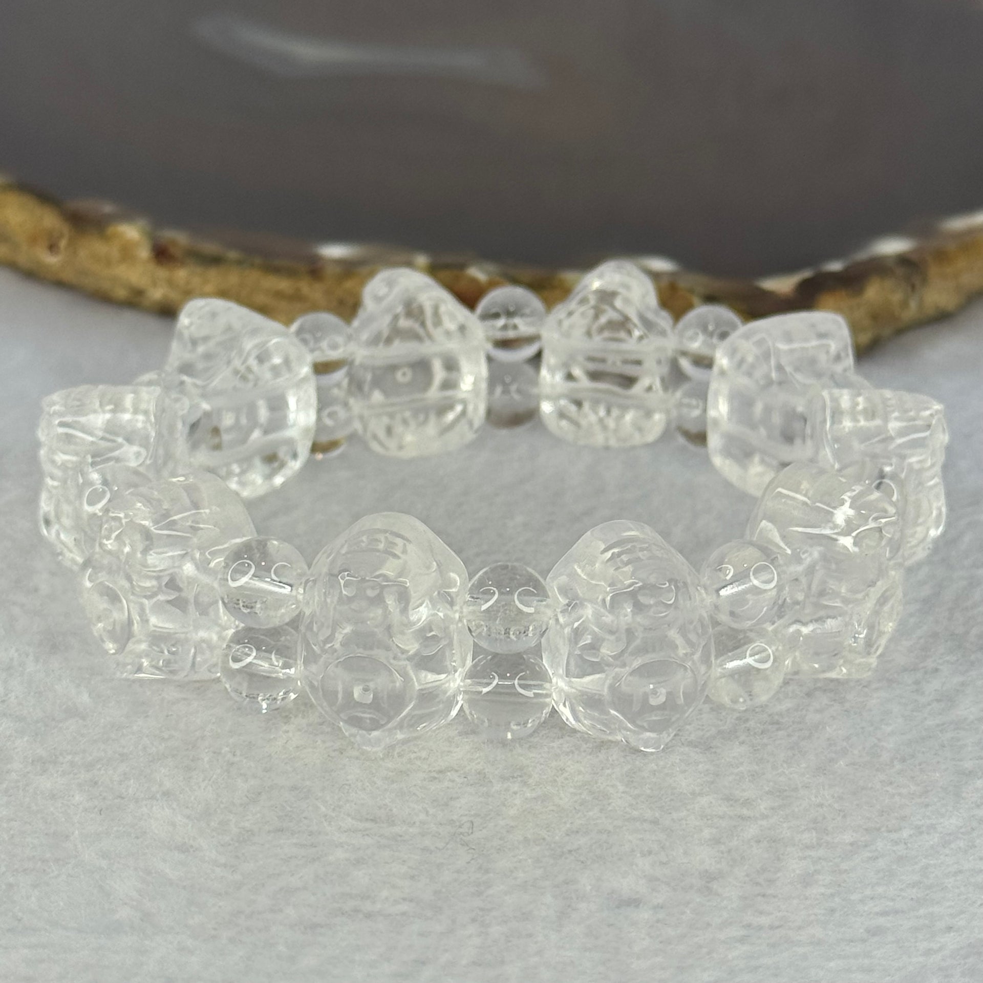 Natural Clear Quartz Dragon Turtle and Beads Bracelet 56.42g 17cm 17.9 by 13.2 by 11.7mm 10 Dragon Turtle - Huangs Jadeite and Jewelry Pte Ltd