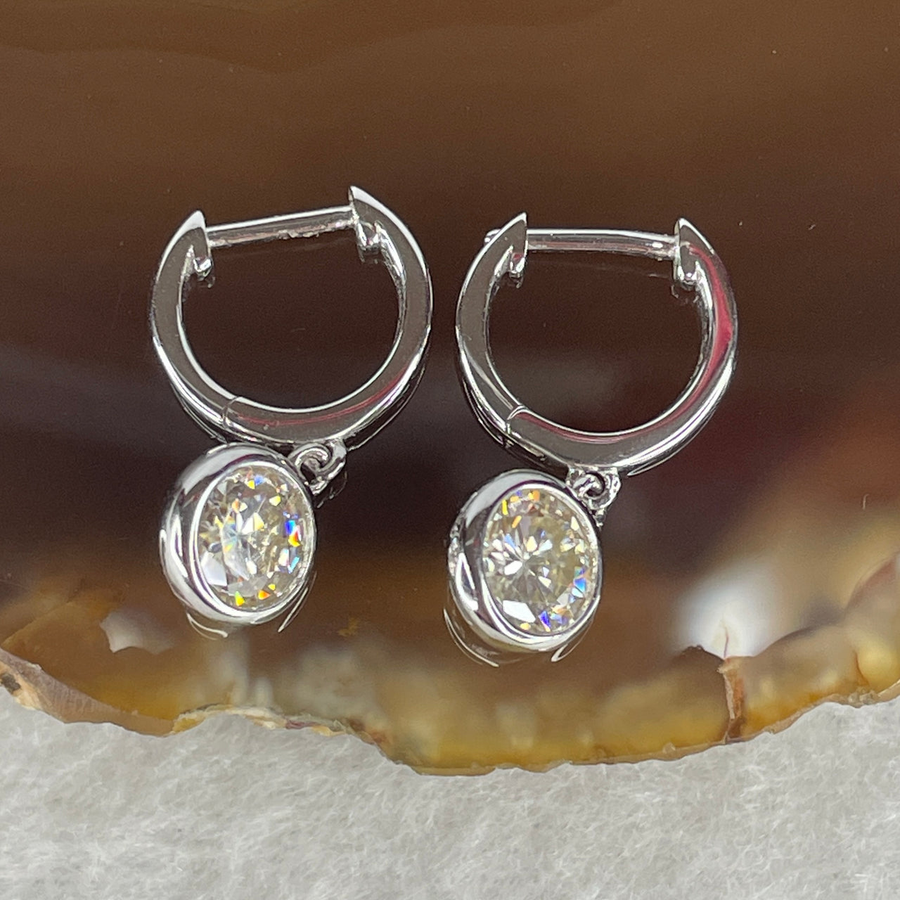 GRA Certified 2ctw Moissanite Stud Earrings S925 Silver - D VVS1 Excellent Round Cut - 6.5mm Diamond Simulant Solitaire Studs - 2.70g Heavy Silver Setting