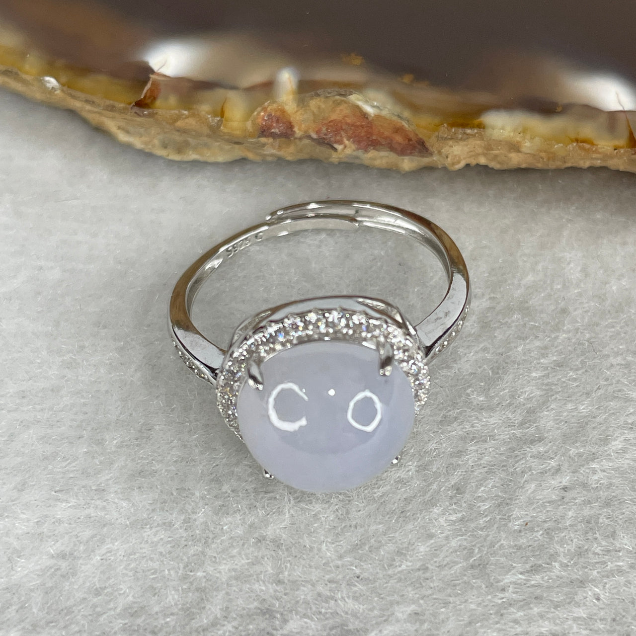 Type A Light Lavender Jadeite Ultra-High Dome Ring | Liquid-Glass Translucent Orb | Solid S925 Sterling Silver Setting | Smart Adjustable Sizing (3.68g 11.6x6.0mm)