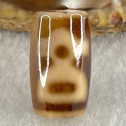 Natural Powerful Tibetan Old Oily Agate Double Cai Shen Dzi Bead Heavenly Master (Tian Zhu) 双财神长天珠 4.84g 19.8 by 11.8mm - Huangs Jadeite and Jewelry Pte Ltd