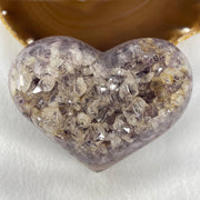 Natural Amethyst with White Milky Quartz Heart with Wooden Stand 744.9g 113.2 by 88.5 by 101.5mm - Huangs Jadeite and Jewelry Pte Ltd